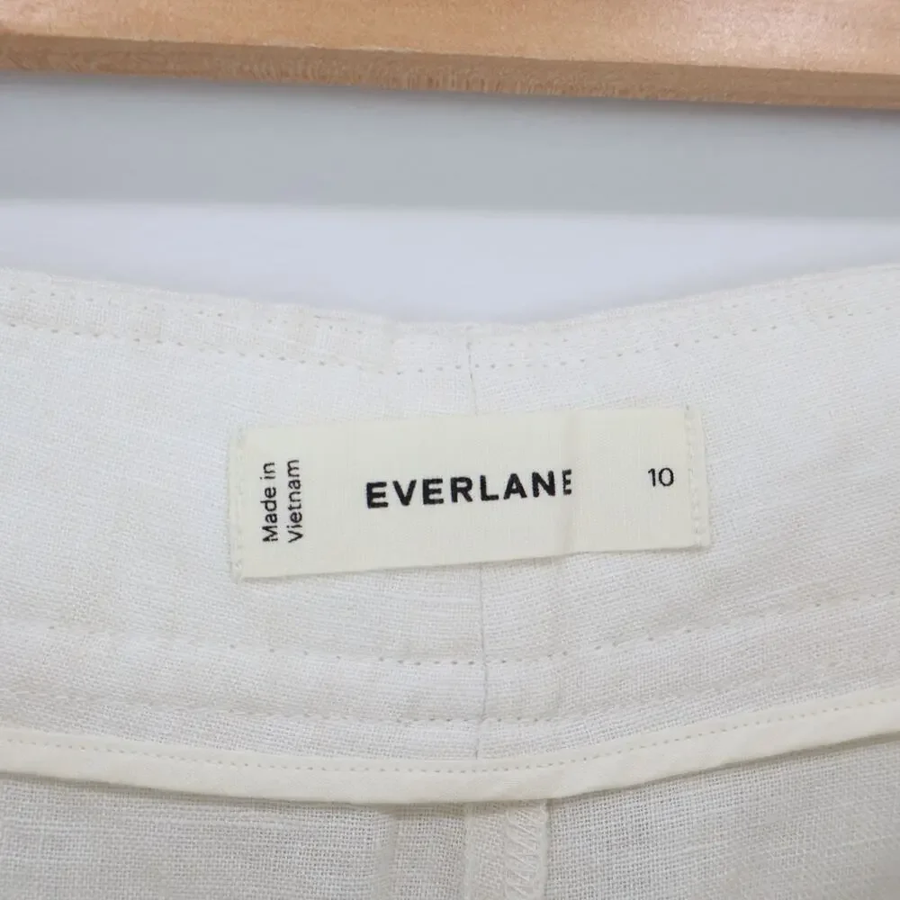 NWT Everlane The Linen Way-High Wide-Leg Drape Pant In Natural Birch Size 10